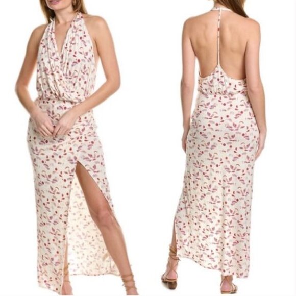 Free People Daria Open Back Front Slit Ivory Maxi Dress Large - Picture 1 of 13